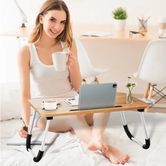 LAPTOP/DESKTOP: Large BLACK & Portable w/Cup Holder & Drawer, NIB - Picture 6 of 15